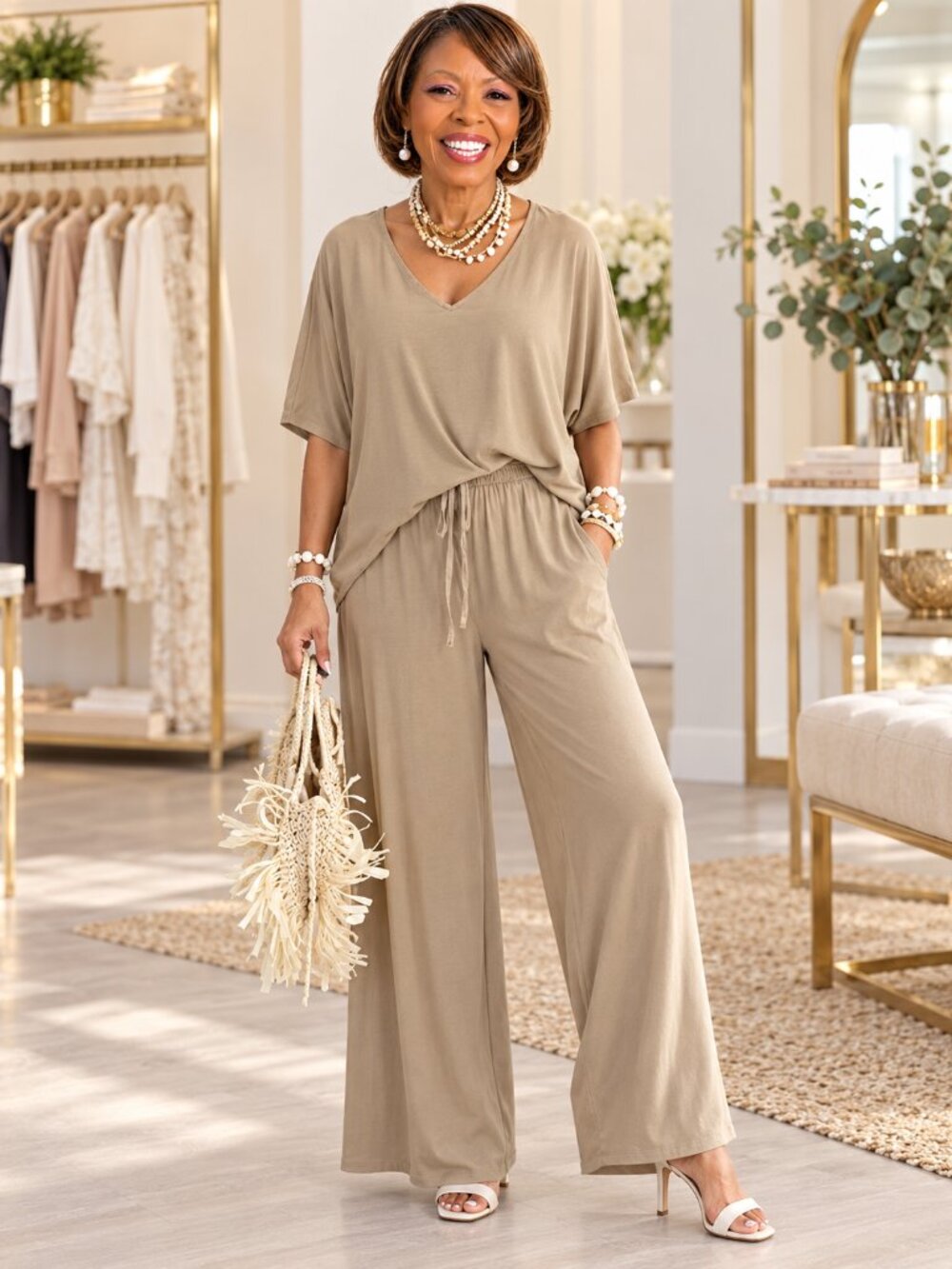 Effortless Luxe Wide-Leg Jumpsuit – Taupe
